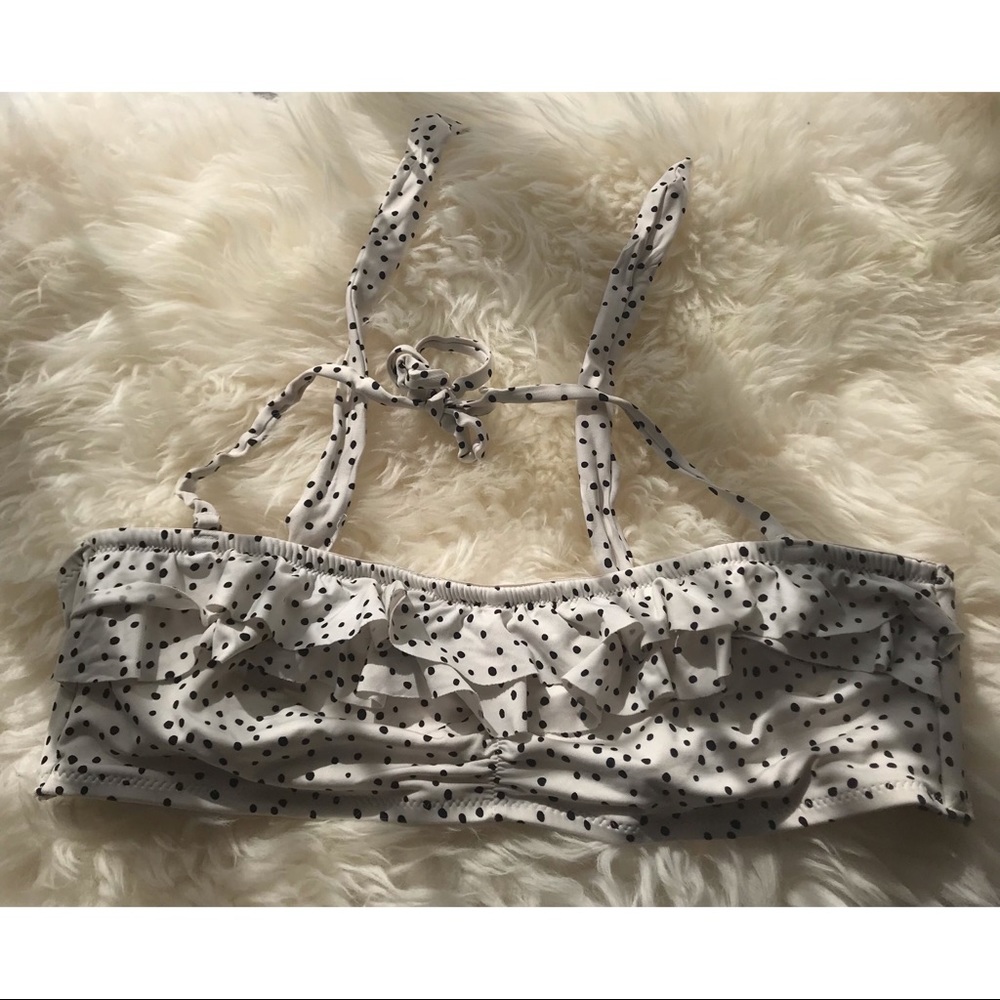 h&m ruffled polka dot black and white bikini top